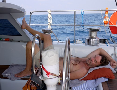 Relaxing in the cockpit © Ley and Neil Langford